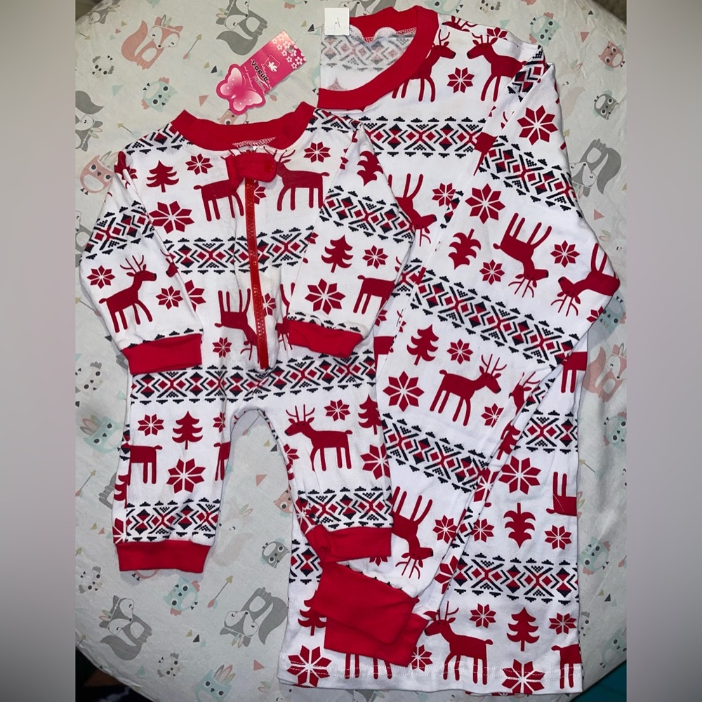 Baby and Me Matching set- 3 Month Baby Onesie XL Adult Long sleeve pajamas